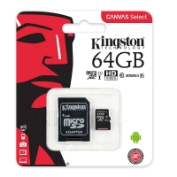 Kingston 64GB microSDHC - Class 10 - UHS-I (80MB/s) - Memory Card w/Adapter 