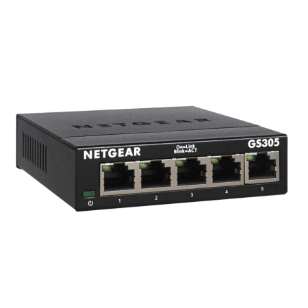 NETGEAR 5-Port Gigabit Ethernet Unmanaged Switch (GS305) - Black
