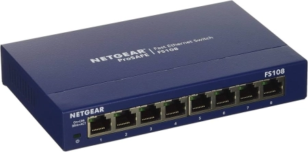 NETGEAR 8-Port Fast Ethernet 10/100 Unmanaged Switch (FS108) - Blue