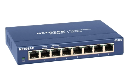 NETGEAR ProSafe 8-Port Gigabit Ethernet Unmanaged Switch (GS108) - Blue